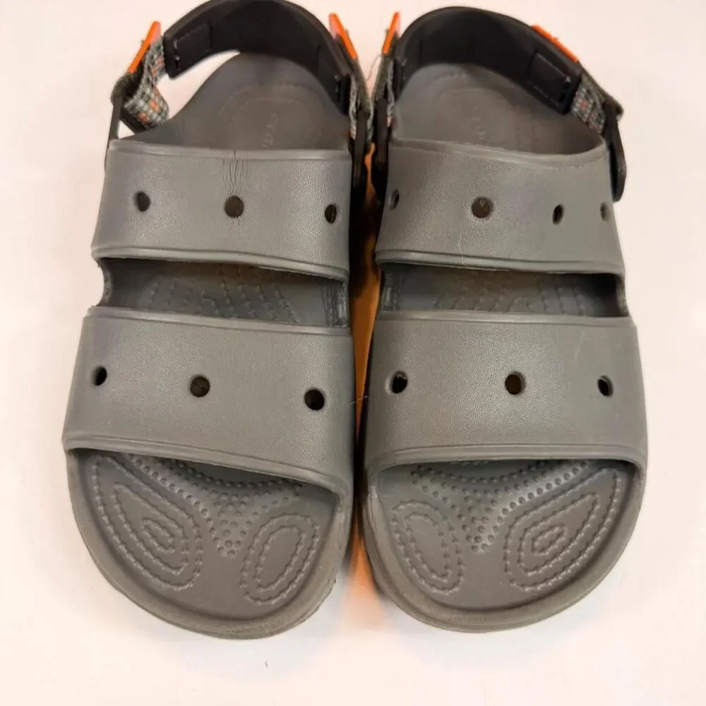Crocs Men's Grey and Black Sandals
